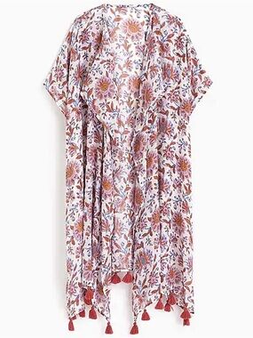 Women's J Crew Floral Beach Ponco Sz OS